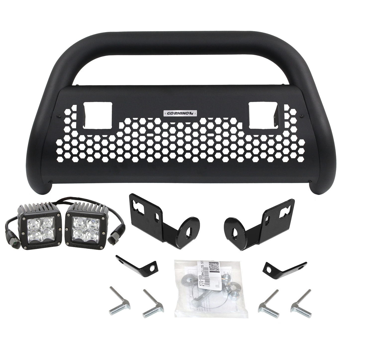 GO RHINO! Charger 2 Light Ready RC2 LR Bull Bar, Mounting Brackets, & Lights 2005-2015 Tacoma